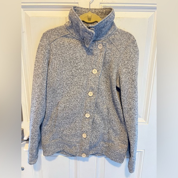 The North Face Full Zip Button Up Jacket Heather Grey Fleece - Picture 1 of 5